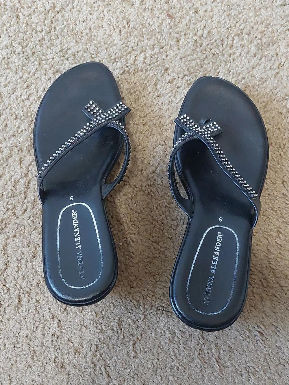 Athena Alexander Size 8 Black Wedged Sandles.